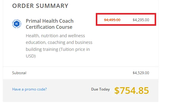 Primalhealthcoach $200 off coupon code